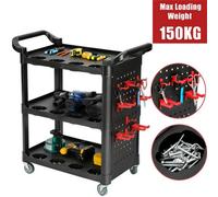 3 Tier Black Rolling Tool Cart Car Utility Durable Mechanic Storage Holders Trolley