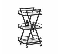 3-Tier Black Serving Cart with Wheels - Versatile Storage Trolley for Home Dining Room & Beauty Salon - Liquor nizer with Cabinet Shelves