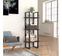 3-Tier Book Cabinet Grey 40x30x105 cm Engineered Wood & Metal Industrial Rustic