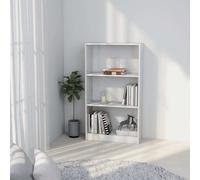 3-Tier Book Cabinet White 60x24x109 cm Engineered Wood