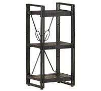vidaXL Solid Mango Wood 3-Tier Bookcase Black 40x30x80 cm Book Rack Bookshelf