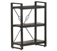 3-Tier Bookcase Black 60x30x80 cm Solid Mango Wood