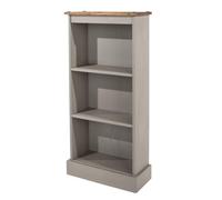 Core Products Premium Corona Grey Wax Narrow Bookcase With Antique Wax Top H103.6Cm X W46.0Cm X D20.0Cm