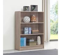 3 Tier Bookcase Wide Display Shelving Storage Unit Wood Furniture Sonoma Oak Colour