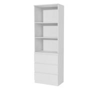 3 Tier Bookcase With Shelving Drawers For Storage Bookshelf Living Room Office - White
