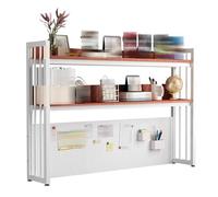 3-Tier Bookshelf nizer - Stylish Brown Desktop Storage Rack for Home Office & Dorm - Multipurpose with Silent Floor Mats (115cm/45in) - Maximize Space & Declutter