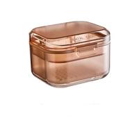 3-Tier Braces Box with Strainer & Drain - Leak-proof for Invisalign / Prostheses (Portable, 12 x 8 cm) - Includes Cleaning Case (Apricot, 3-Piece Pack)