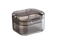 3-Tier Braces Box with Strainer & Drain - Leak-proof for Invisalign / Prostheses (Portable, 12 x 8 cm) - Includes Cleaning Case (Black, 3-Piece Pack)