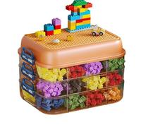 3-Tier Building Blocks Storage Box, Plastic Craft Storage Organiser Box, Clear Stackable Container with Baseplate Lid & Adjustable Dividers for Puzzle Building Blocks, Craft Supplies, Beads, Jewellery