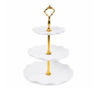 3 Tier Cake Stand Cupcake Stand Afternoon Tea Stands | Plastic, White, Tiered Cake Display Stand, Reusable Food Serving Platter for Wedding Birthday Party Dessert