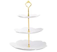 3 Tier Cake Stand Plastic Cupcake Stand Afternoon Tea Cake Stands Tiered Sandwich Stand Sweet Dessert Food Display Serving Tray Platters for Birthday Baby Shower Wedding Christmas Tea Party (White)