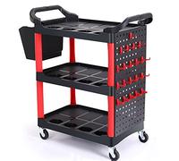 3 Tier Car Wash Detail Trolley Storage Shelving, Rolling Utility Tool Cart with Bottle Holder for Mechanics & Detailers