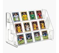 3-Tier Card Display Stand, Acrylic Trading Card Display Stand Greeting Card Rack Brochure Holder Magazine Shelf Holder for Collectible Card Slabs Postcards (3-Tier)