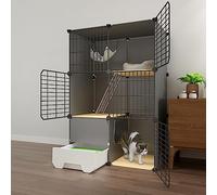 3 Tier Cat Cage, Indoor Cat Enclosure, Cat Cage with Litter Box, Cat Playpen Cat Enclosure Small Animal Cage Dog Cage, Exercise Place Ideal for 1-3 Cat,L75xW49xH111cm