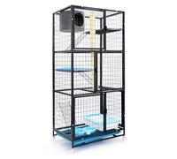 3-Tier Cat Cage Indoor Enclosure, Catio Outdoor Cat Enclosure Large, Indoor Outdoor Enclosure on Wheels and Pull-Out Tray, Balcony Cat Playpen with Platforms(78 * 51 * 170cm)