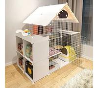 3-Tier Cat Cage Playpen Cat Crate, Cat Kennel Cat Cage Cat Houses Small Animal Pet Playpen with Storage Rack, with Reinforced Lock + Cat Nest + Hammock + Cat Bowl + Cat Litter Box (Color : P (Whi
