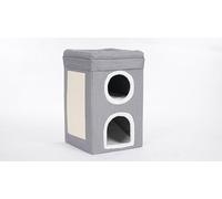 3 Tier Cat House Indoor Cat Beds with Durable Cat Scratching Board and Double-Sided Soft Pads, 39 * 39 * 64cm, Accommodate Multiple Kittens at The Same Time.
