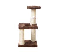 3-Tier Cat Tower, Tower with Sisal Covered Scratching Real Wood Post, Durable Cat Scratching Post, All-Season Tree for Indoor Large Cats, Kittens brown