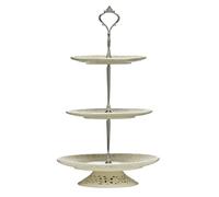 3 Tier Ceramic Cake Plate With Lace Detailing, Cream Cake Dish For Serving Treats, Porcelain Cake Stand Premier Housewares Cream One Size