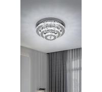 3-Tier Chic Crystal Ceiling Light with Chrome Finish H&O Direct Silver One Size