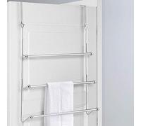 3 Tier Chrome Over Door Clothes Airer Towel Rail Rack Hanger Bar Holder Bathroom Bath Towels Storage Organiser - W60cm x D12cm x H70cm