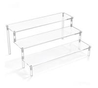 3 Tier Clear Acrylic Display Riser, 12 Inch Perfume Organiser Stand, Tiered Cosmetic Storage Shelf For Vanity Countertop