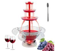 3-Tier Clear Party Fountain, Wine Fountain Machine, Luminous Flow Drinks, Includes 5 Reusable Cups, LED Illuminated Base, For Drinking Games, Bar, Weddings, Birthdays, Engagement