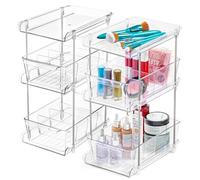 3 Tier Clear Under Bathroom Sink Organizer Pull Out Drawer | Bathroom Cabinet Organizer Under Sink | Under Vanity Organizer | Medicine Cabinet Storage | Bathroom Counter Organizer | (2 Pack)