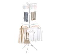 3-Tier Clothes Rail Airer Drier, Clothes Drying Rack with 3 Rotatable Arms & 24 Clips, 4-Leg Indoor Folding Laundry Rack, 84.6inch High Garment Drying Rack for Balcony Camping Indoor Outdoor Use