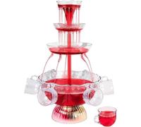 3-Tier Cocktail Machine with LED Base and 5 Cups, Electric Champagne Fountain Drink Dispenser for Wedding, Party, Celebration, Home Bar