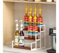 3 Tier Coffee Syrup Rack,coffee Bar Accessories,coffee Syrup Dispenser,coffee Syrup Monin,for 12 Bottles Syrup Syrup Holder Stand Coffee Station Storage Shelves Syrup Wine Dressing Kitchen, White
