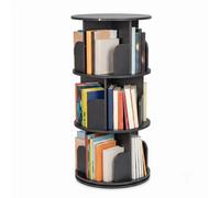 3-Tier Compact 360 Degree Swivel Bookcase Tower - Rotating Round Bookshelf For Small Spaces