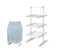 3 Tier Compact Heated Clothes Airer with Cover Rediffusion Silver One Size