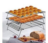3 Tier Cooling Rack for Baking,Carbon Steel Non-Stick Cake Cooling Rack,Collapsible Baking Tools & Accessories,for Cake, Grilling, Cookies & Biscuits (15.75 x 9.84in/40 x 25 cm)