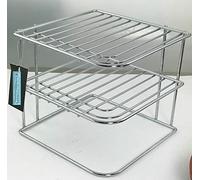 3 Tier Corner Shelf Insert Plate Rack Holder Kitchen Cupboard Storage Unit White Metal (Chrome)