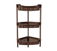 3-Tier Corner Shower Caddy Strong & Sturdy Plastic Bathroom Corner Shelf Free Standing Rust Resistance Kitchen Bathroom Storage Rack (43.8 X 21.1 X 66.3cm) - Easy to Clean and Assemble (Brown)