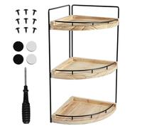 3-Tier Corner Shower Shelf Wall-Mounted Wooden Storage Rack Space-Saving for Bathroom Kitchen Bedroom - and Stylish Shower Shelving Unit
