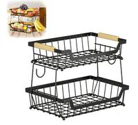 3-Tier Countertop Fruit Basket Stand Detachable Veg Rack with Banana Holder Ideal for Kitchen & Office Storage nize Fruits Vegetables Snacks Black
