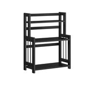 SONGMICS Spice Rack, 3-Tier Countertop Storage Shelf, Desktop Organiser with Bamboo Frame, for Kitchen, Dining Room, Office, Ebony Black OFS047B02