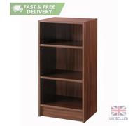 Walnut 3 Tier Bookcase Freestanding Storage Unit Living Room Office Bedroom