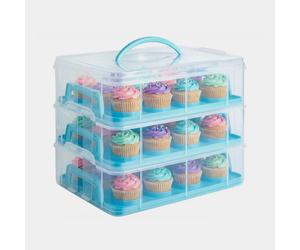 3 Tier Cupcake Carrier Blue
