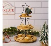 3 Tier Cupcake Stand Tower, Christmas Tree Shape Wooden Base Display Stand For Cake, Sandwiches for Holiday & Christmas Party, Reusable Dessert Tower, Cake Dispaly Stand