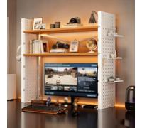 3-Tier Desk Top Storage Organizer Shelves,Dorm Desk Hutch,Hutch for Dorm Home Office,Steel Frame Desk Hutch for College Dorm Office Home Bookcase(Log Color 3 * 80cm)