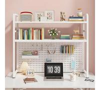 3 Tier Desktop Hutch Bookshelf Modern Metal Desk with Pegboard Display Shelf for Study Room Office & School 45.3"x7.8"x38.5" Storage Solution