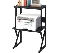 3 Tier Desktop Printer Stand, Printer Table, Home Office Tabletop Storage Organizer Shelf, Multi-Purpose Desktop Storage and Organize, Wood Printer Stand for Scanner Fax Machine Microwave Oven (Black)
