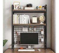 3-Tier Desktop Shelf with Pegboard Back Panel, Desktop Organizer & Desk Hutch for Computer Monitor, Metal Desk Shelf Display Rack with Guardrail(A,L-115CM/45.2IN)