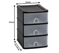 Wham Handy 3-Drawer Storage Tower - Stackable Plastic - Black