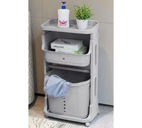 3-Tier Detachable Laundry Basket Fruit Vegetable Storage Rack Kitchen Trolley Cart with Wheels Living and Home Grey One Size