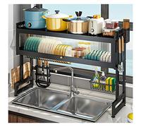 3-tier Dish Drying Rack Organizer, Over Sink Storage Rack, Dish Drainer With Dustproof Cover, Steel Kitchen Organizer Stand, Kitchen Counter Supplies Storage Shelf (Color : 105cm)