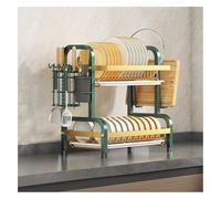3-Tier Dish Drying Rack Space-Saving Kitchen Dish Drainer with Drain Tray sil & Cup Holder Multifunctional Counter nizer for Home & Kitchen (Green)